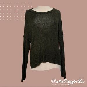 3/$20 RDI Dark Green Knit Sweater Elbow Patches Women’s Size Large High-Low Hem